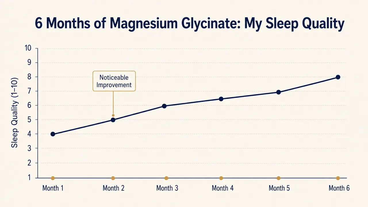 Simple bar chart showing sleep quality score improving from month one through month six
